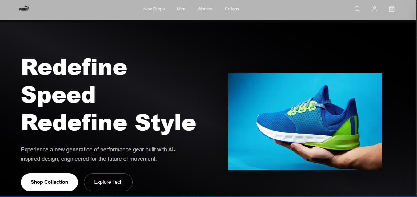 Puma Website Rebranding homepage